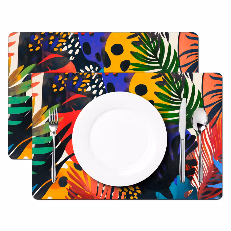 Placemat - 6 stuks - Bladeren - Vormen - Abstract - Kleurrijk — 2