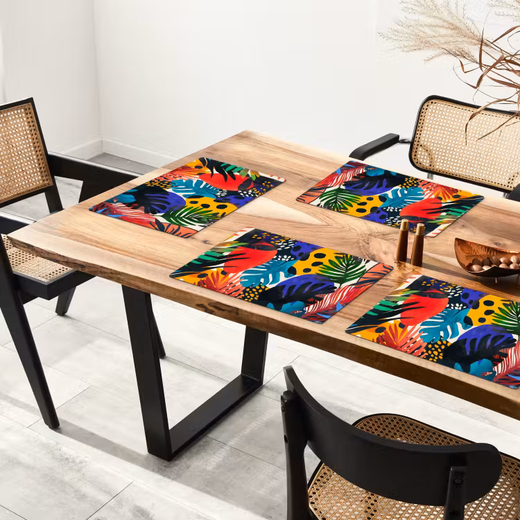 Placemat - 6 stuks - Bladeren - Vormen - Abstract - Kleurrijk — 5
