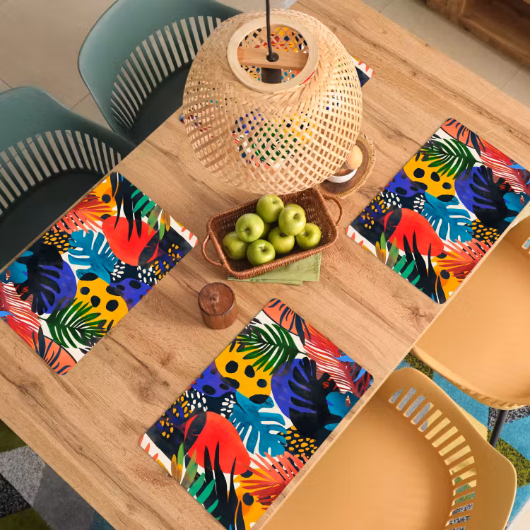Placemat - 6 stuks - Bladeren - Vormen - Abstract - Kleurrijk — 6