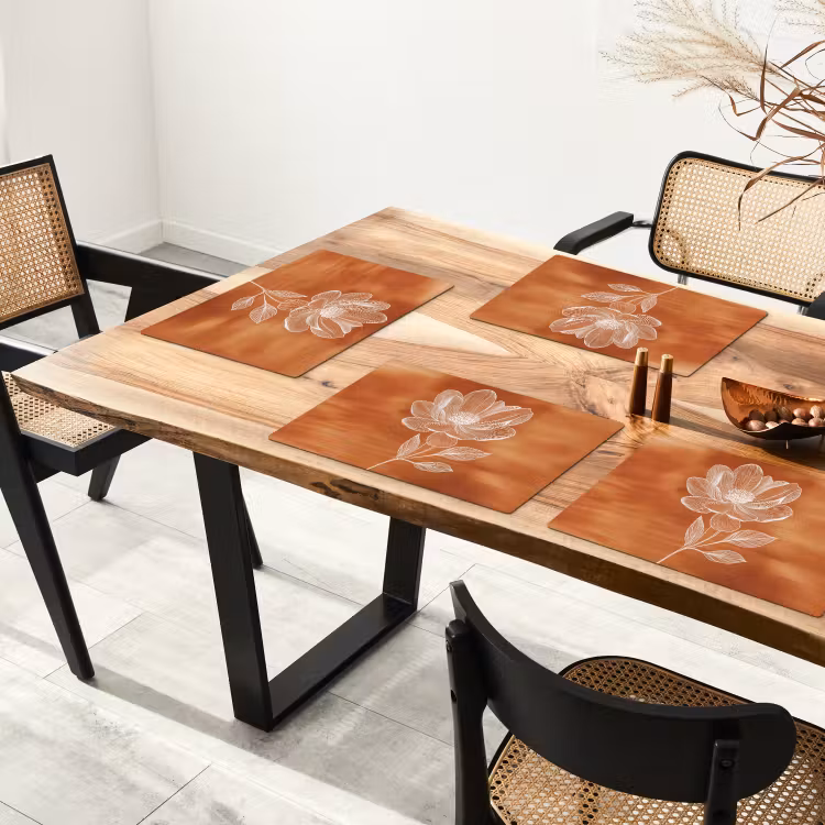 Placemat - 6 stuks - Bloem - Minimalistisch - Wit — 5