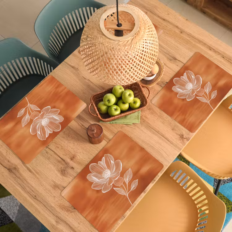 Placemat - 6 stuks - Bloem - Minimalistisch - Wit — 6