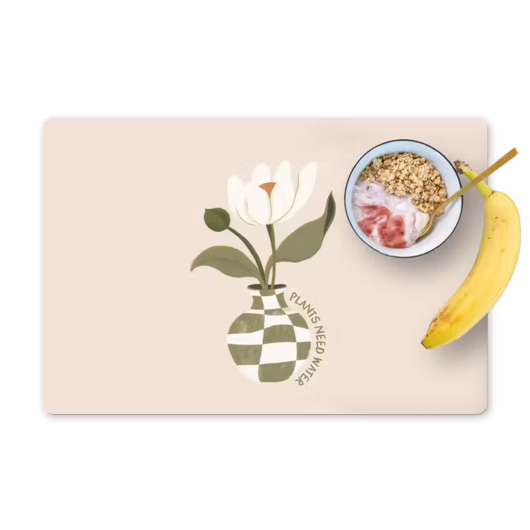 Placemat - 6 stuks - Bloem - Wit - Vaas - Quote — 1
