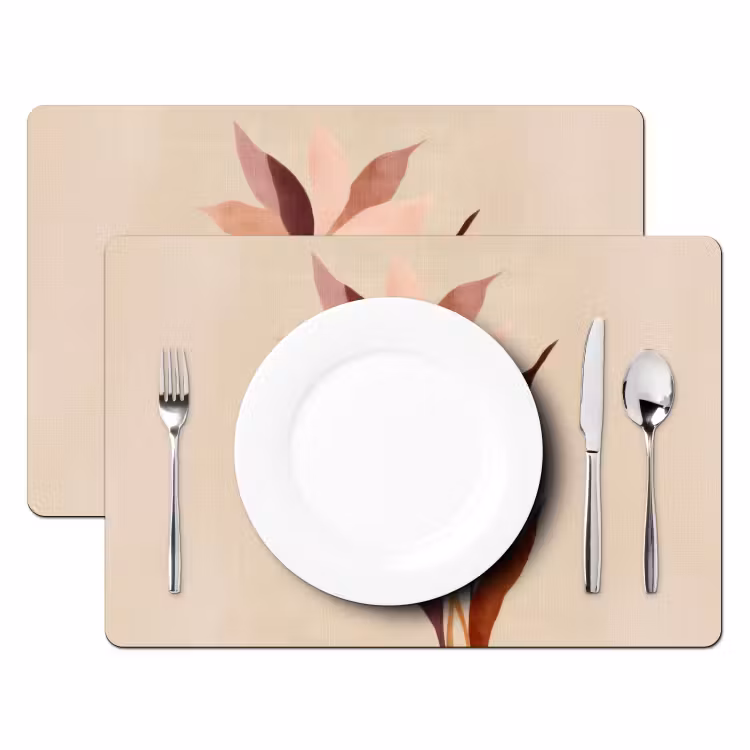 Placemat - 6 stuks - Bloemen - Blaadjes - Minimalistisch - Roze — 2