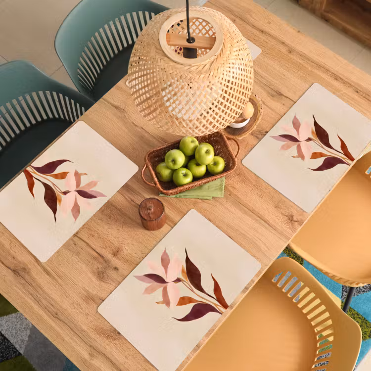 Placemat - 6 stuks - Bloemen - Blaadjes - Minimalistisch - Roze — 6
