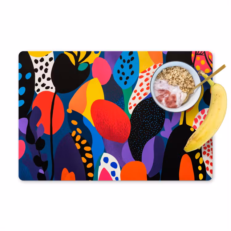 Placemat - 6 stuks - Bloemen - Bladeren - Abstract - Rood — 1