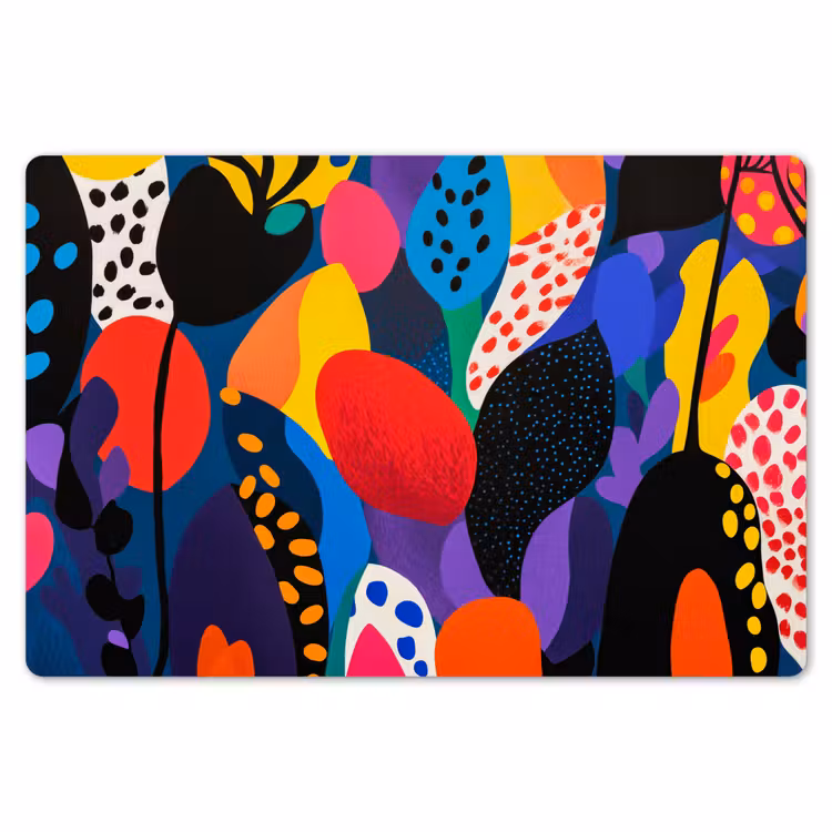 Placemat - 6 stuks - Bloemen - Bladeren - Abstract - Rood — 7