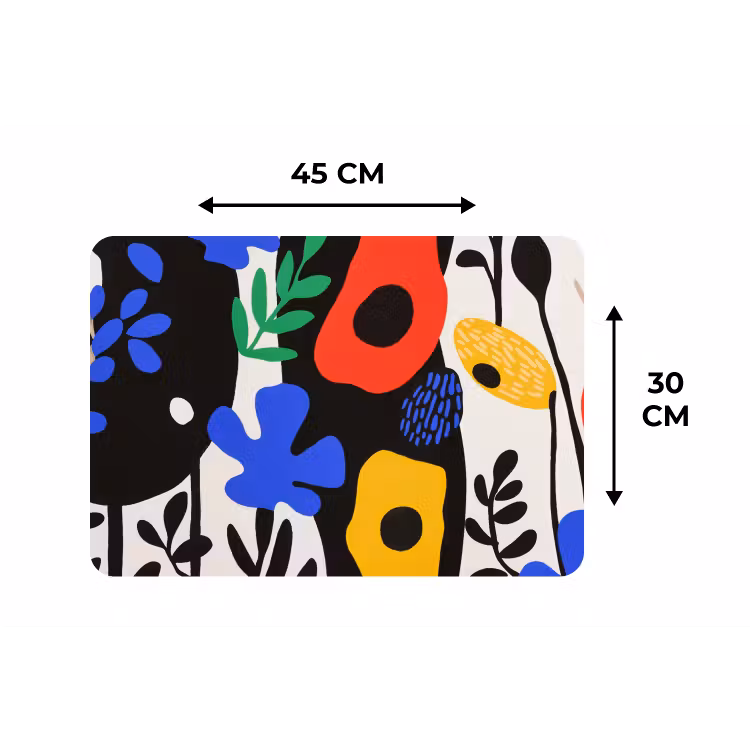 Placemat - 6 stuks - Bloemen - Bladeren - Abstract - Zwart — 3