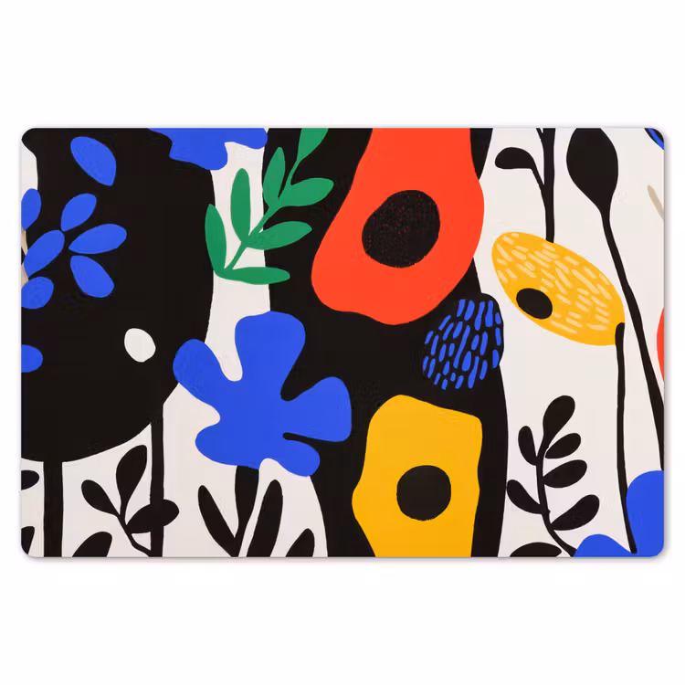 Placemat - 6 stuks - Bloemen - Bladeren - Abstract - Zwart — 7