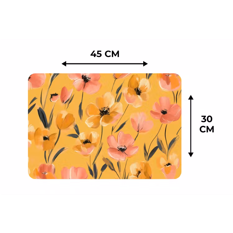 Placemat - 6 stuks - Bloemen - Geschilderd - Geel — 3