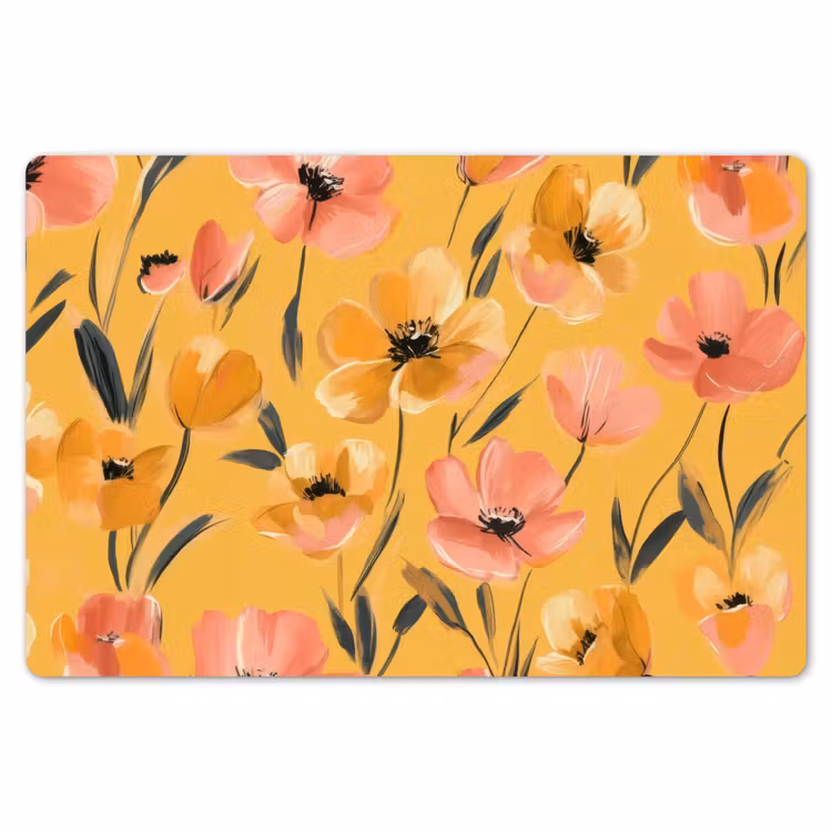 Placemat - 6 stuks - Bloemen - Geschilderd - Geel — 7