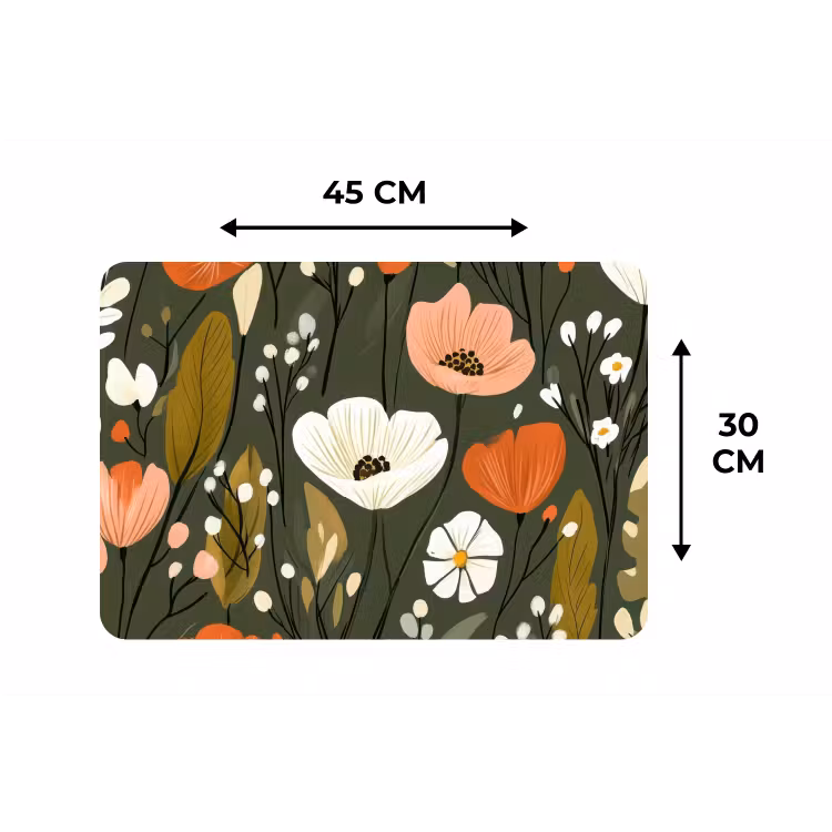 Placemat - 6 stuks - Bloemen - Illustratie - Groen — 3