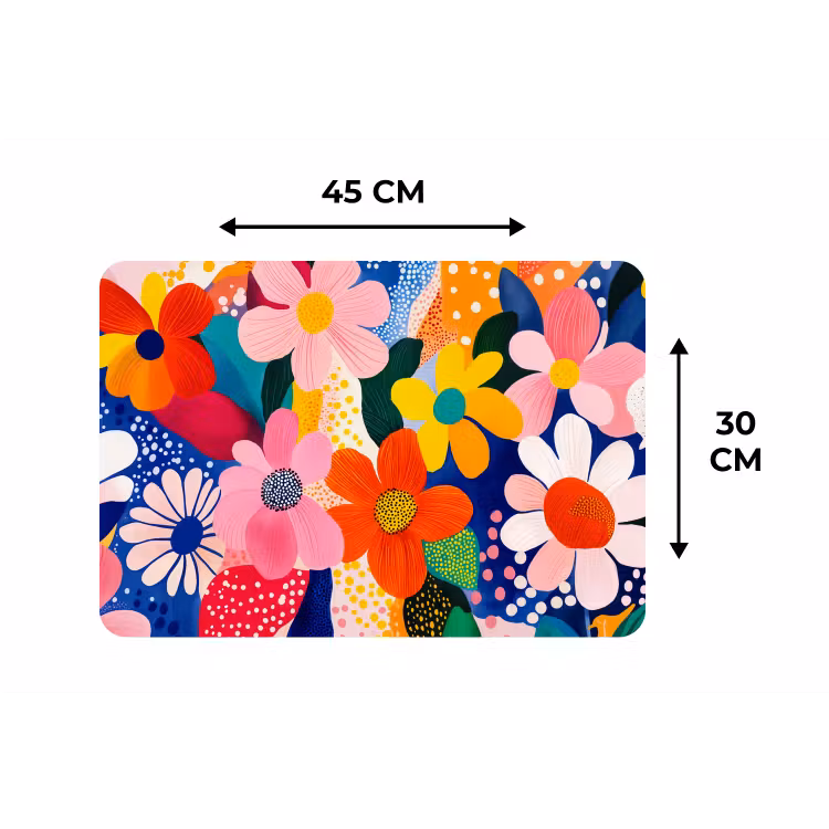 Placemat - 6 stuks - Bloemen - Kleurrijk - Stippen — 3