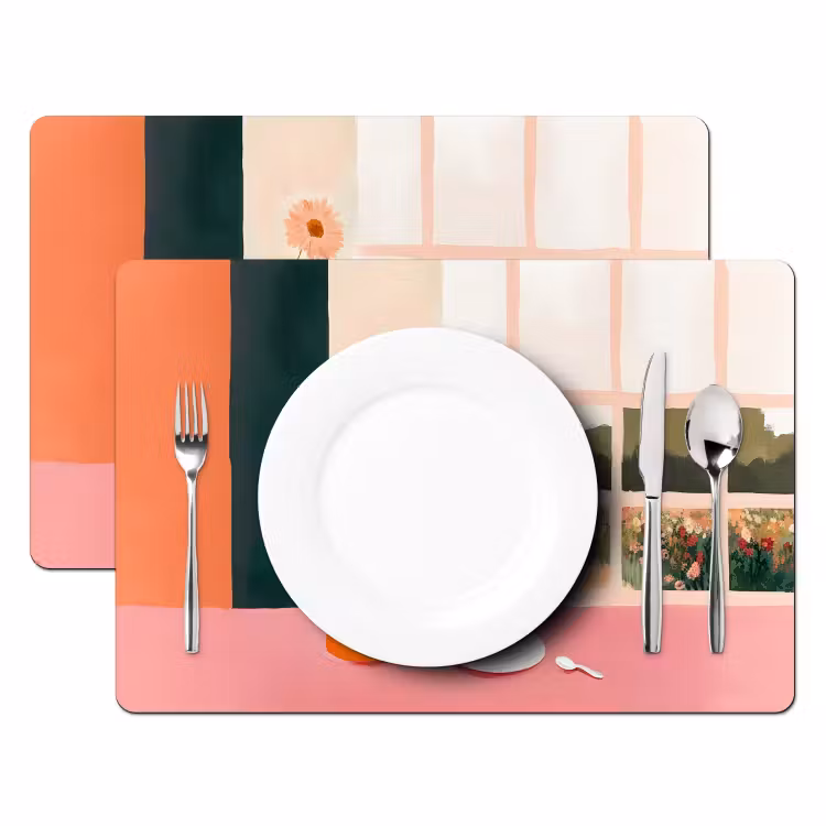 Placemat - 6 stuks - Bloemen - Koffie - Raam — 2
