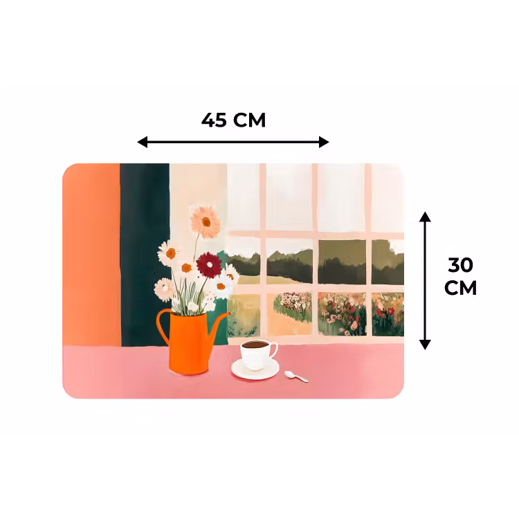 Placemat - 6 stuks - Bloemen - Koffie - Raam — 3