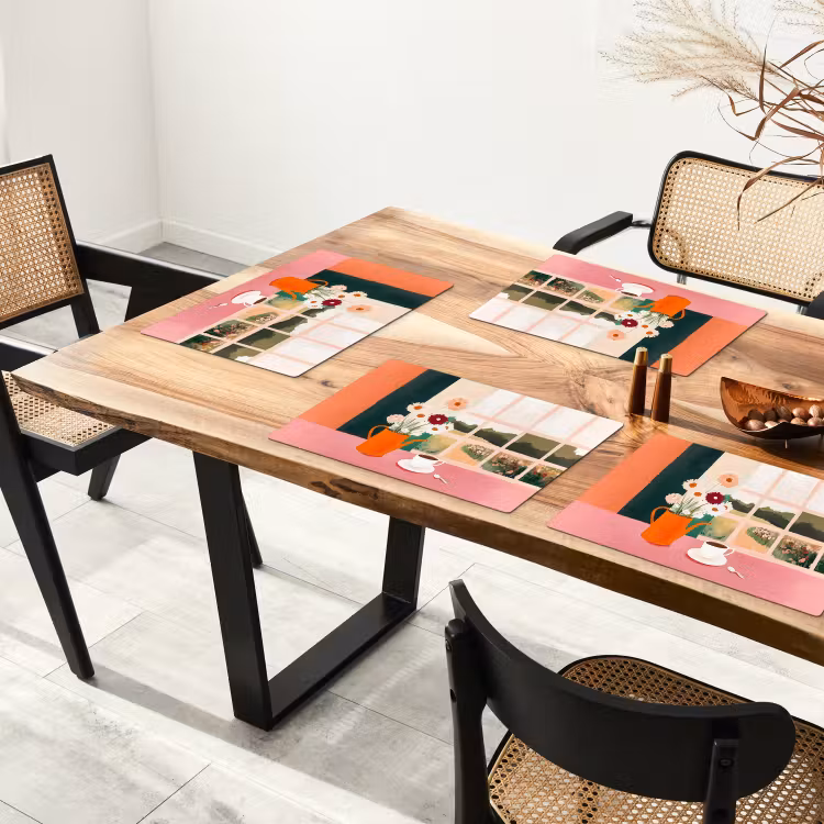 Placemat - 6 stuks - Bloemen - Koffie - Raam — 5