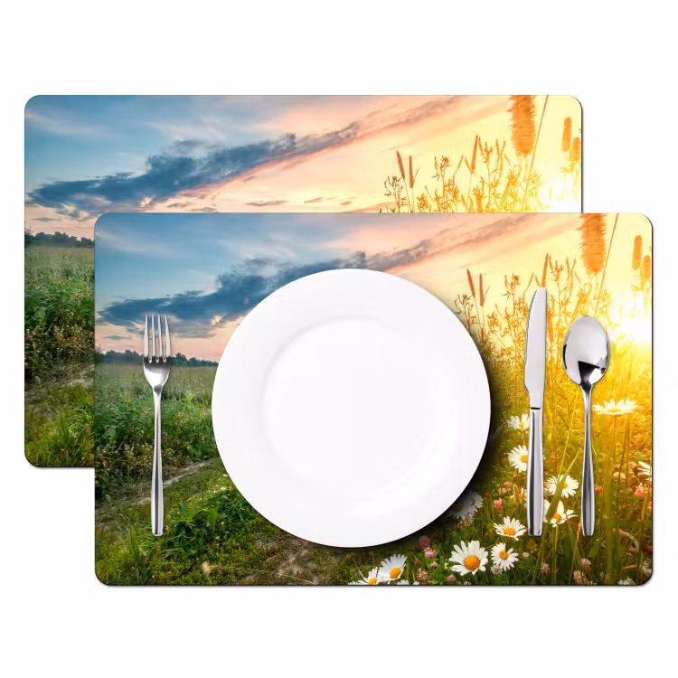 Placemat - 6 stuks - Bloemen - Madelief - Natuur - Zon - Horizon — 1