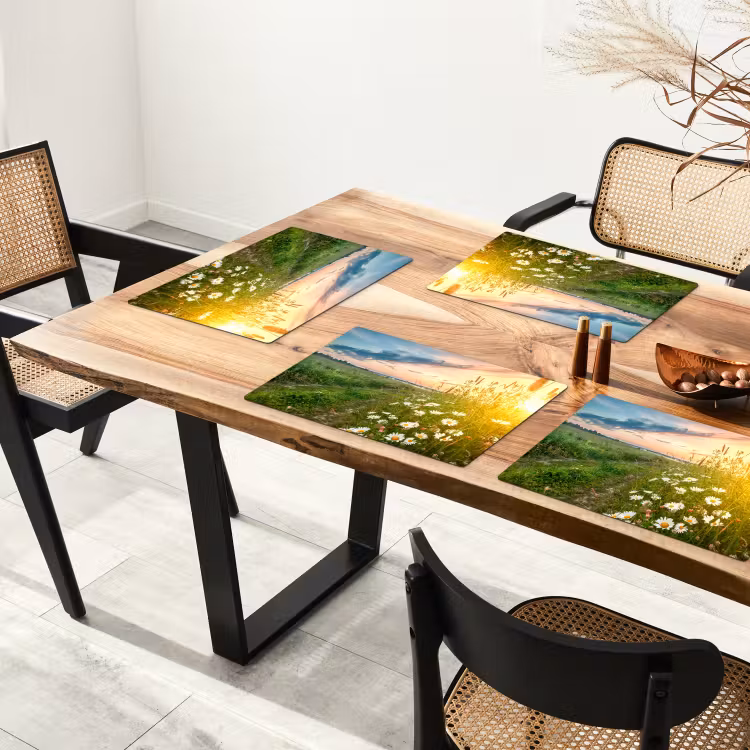 Placemat - 6 stuks - Bloemen - Madelief - Natuur - Zon - Horizon — 4
