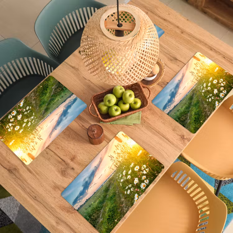 Placemat - 6 stuks - Bloemen - Madelief - Natuur - Zon - Horizon — 5