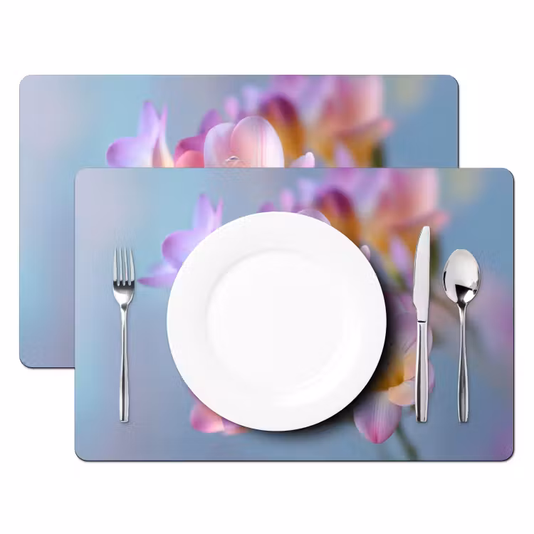 Placemat - 6 stuks - Bloemen - Paars - Overloop - Meeldraden — 2
