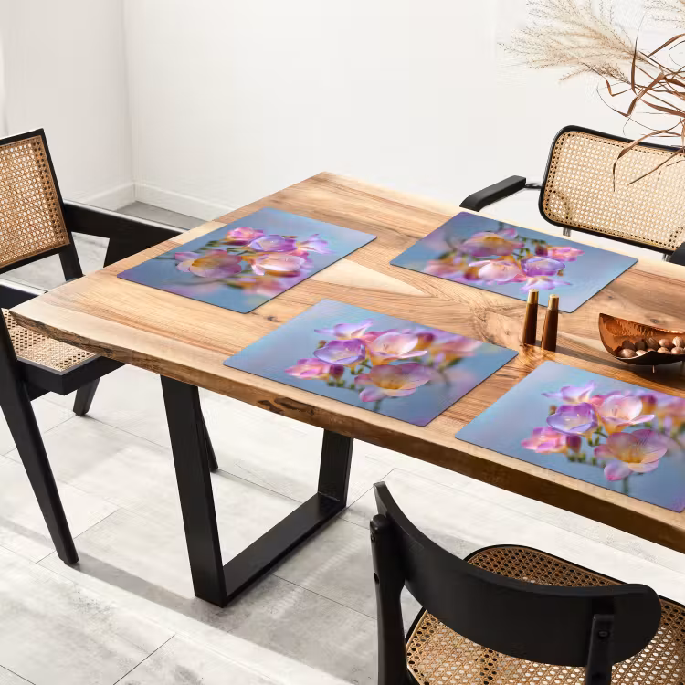 Placemat - 6 stuks - Bloemen - Paars - Overloop - Meeldraden — 5
