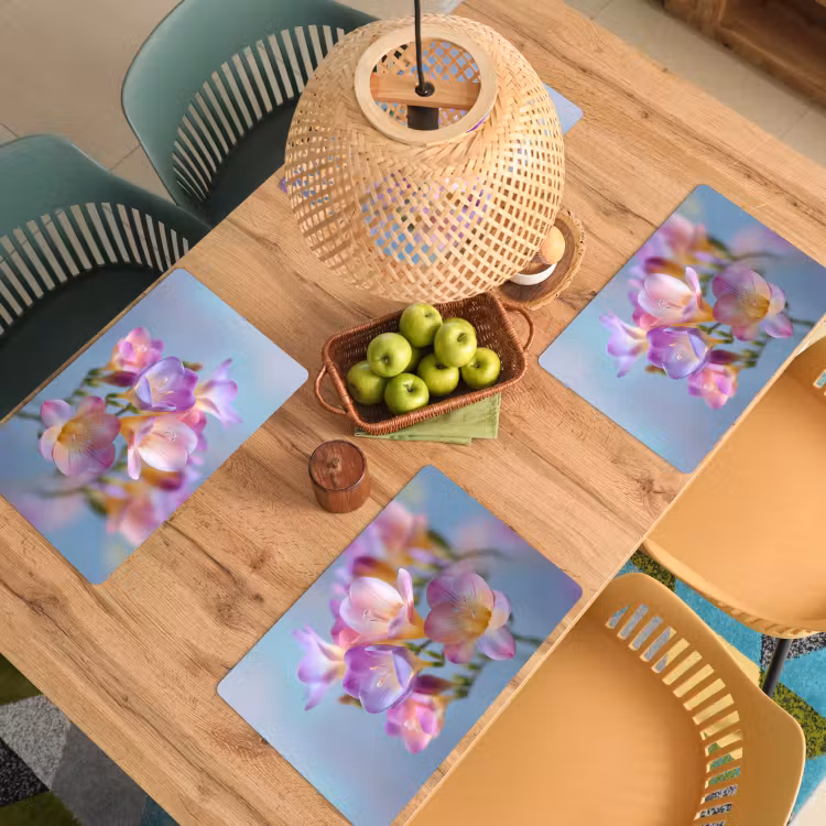 Placemat - 6 stuks - Bloemen - Paars - Overloop - Meeldraden — 6