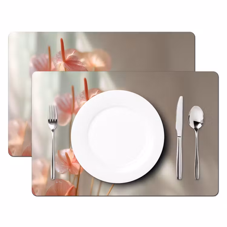 Placemat - 6 stuks - Bloemen - Stelen - Roze - Schaduw — 2