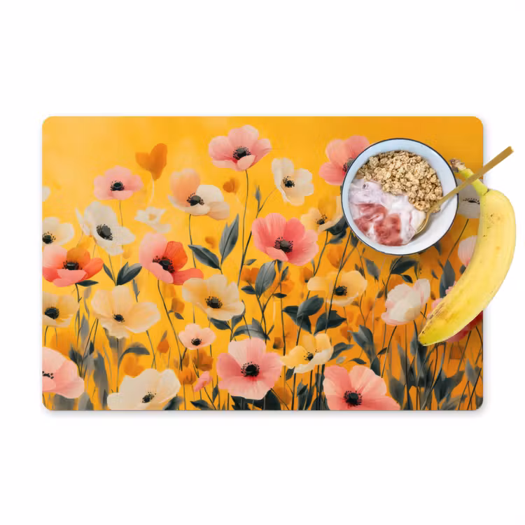 Placemat - 6 stuks - Bloemen - Veld - Geel — 1