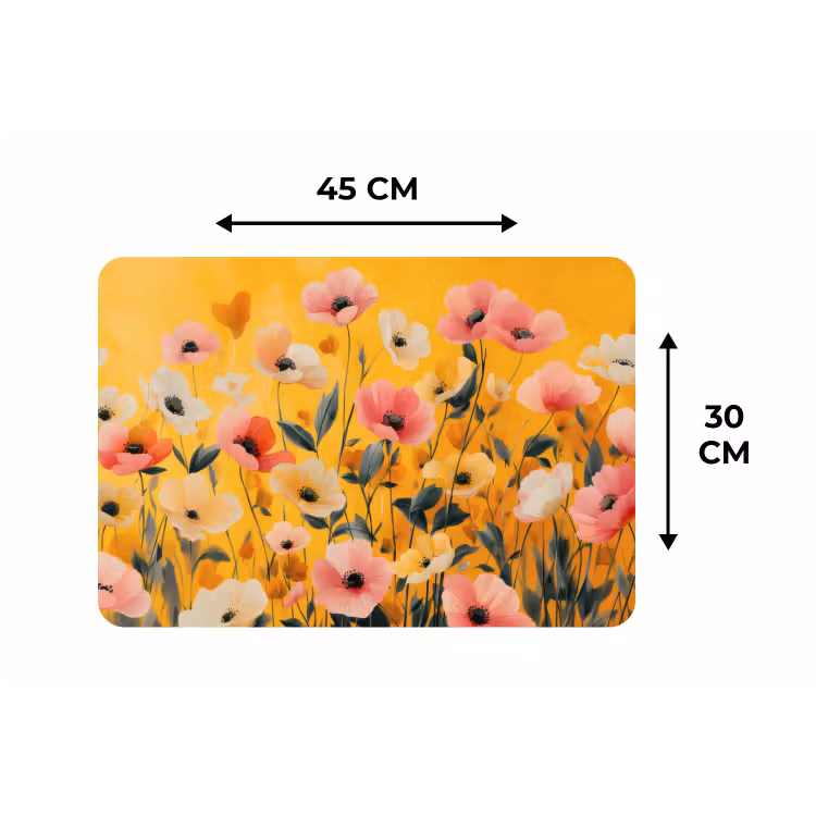 Placemat - 6 stuks - Bloemen - Veld - Geel — 3