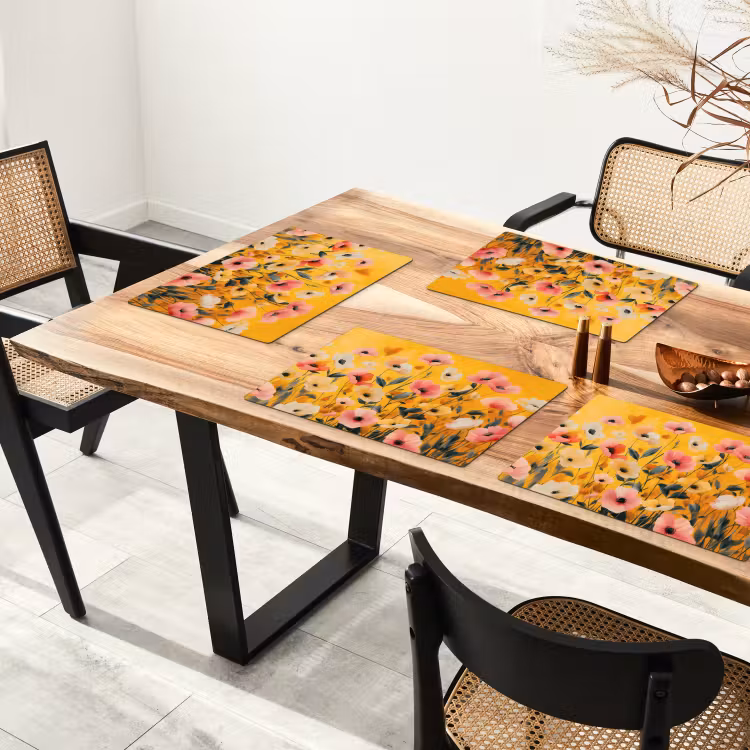 Placemat - 6 stuks - Bloemen - Veld - Geel — 5