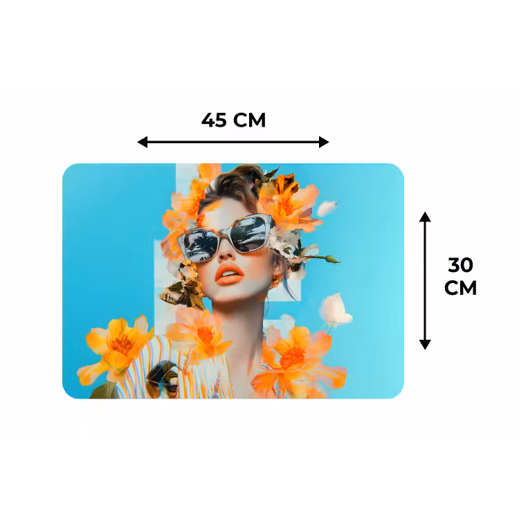Placemat - 6 stuks - Bloemen - Vrouw - Zonnebril - Blauw — 3