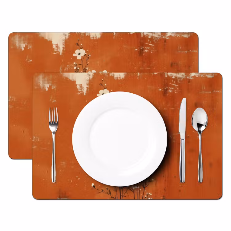 Placemat - 6 stuks - Bloemen - Wit - Subtiel - Roestkleur — 2