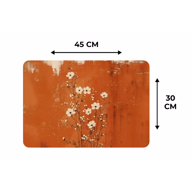 Placemat - 6 stuks - Bloemen - Wit - Subtiel - Roestkleur — 3