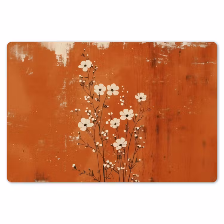 Placemat - 6 stuks - Bloemen - Wit - Subtiel - Roestkleur — 7