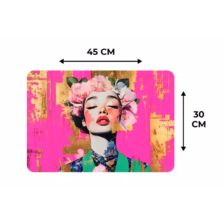 Placemat - 6 stuks - Bloemenkroon - Goud - Vrouw - Portret — 3