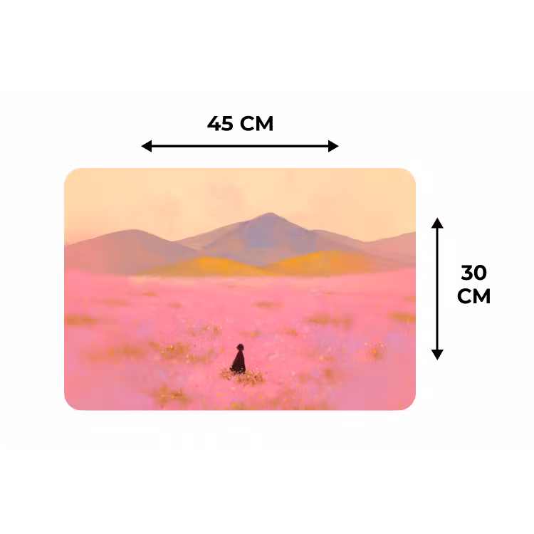 Placemat - 6 stuks - Bloemenweide - Heuvels - Silhouet - Roze — 3