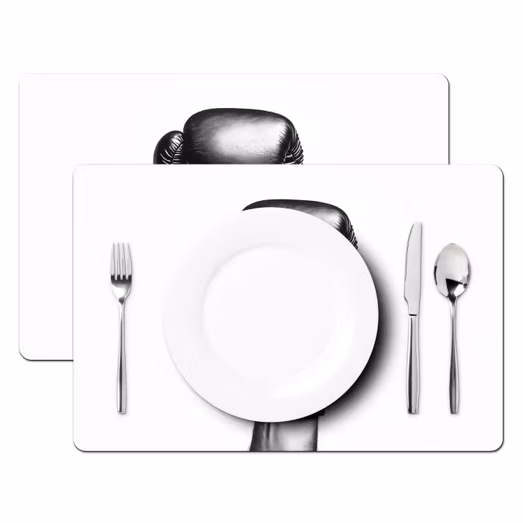 Placemat - 6 stuks - Bokshandschoen - Zwart - Hand — 2