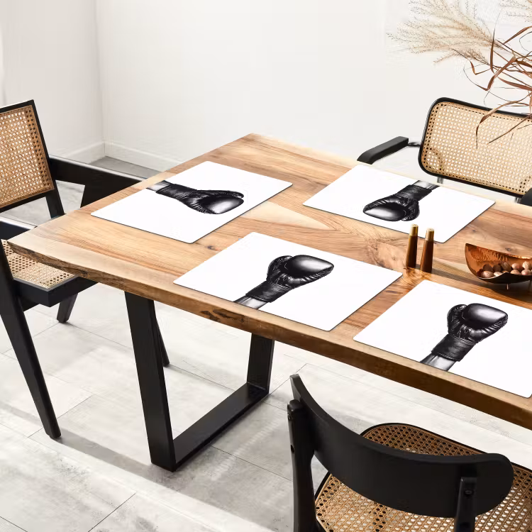 Placemat - 6 stuks - Bokshandschoen - Zwart - Hand — 5