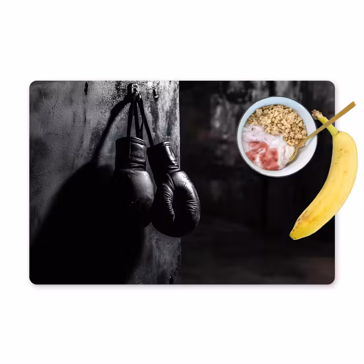 Placemat - 6 stuks - Bokshandschoenen - Muur - Duister - Zwart — 1