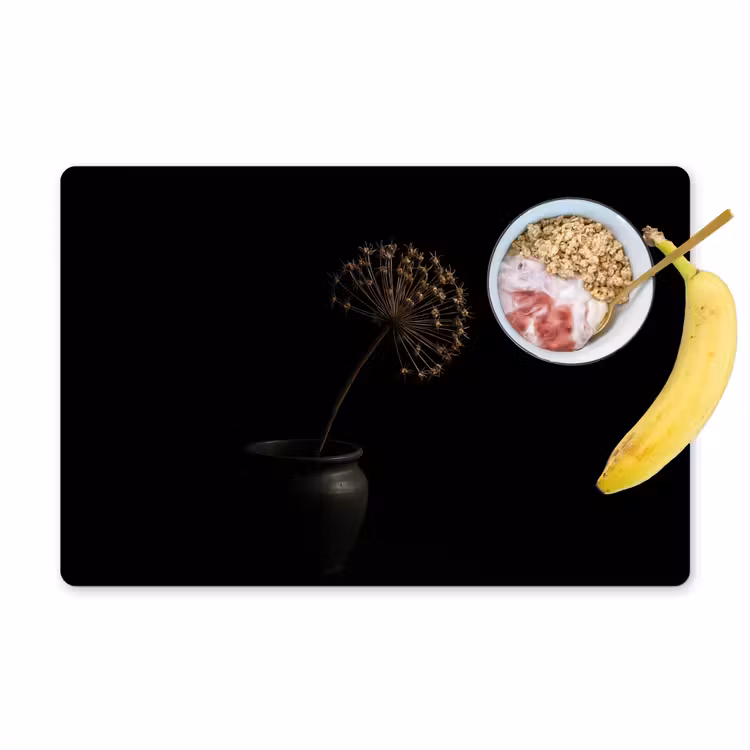 Placemat - 6 stuks - Bol - Gedroogd - Vaas - Zwart — 1
