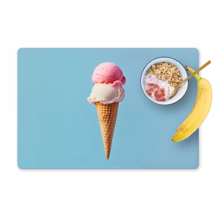 Placemat - 6 stuks - Bolletjes - Schepijs - Hoorntje - Blauw — 1