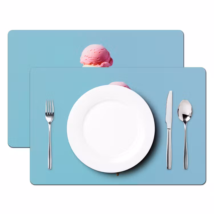 Placemat - 6 stuks - Bolletjes - Schepijs - Hoorntje - Blauw — 2