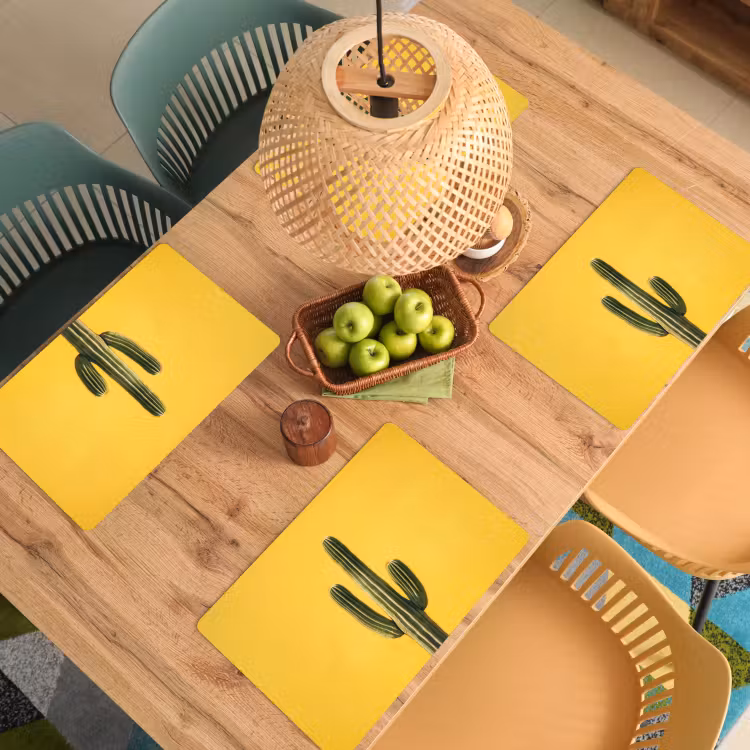 Placemat - 6 stuks - Cactus - Groen - Minimalistisch — 6