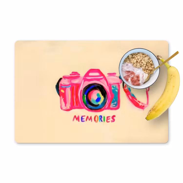 Placemat - 6 stuks - Camera - Memories - Roze - Geschilderd — 1