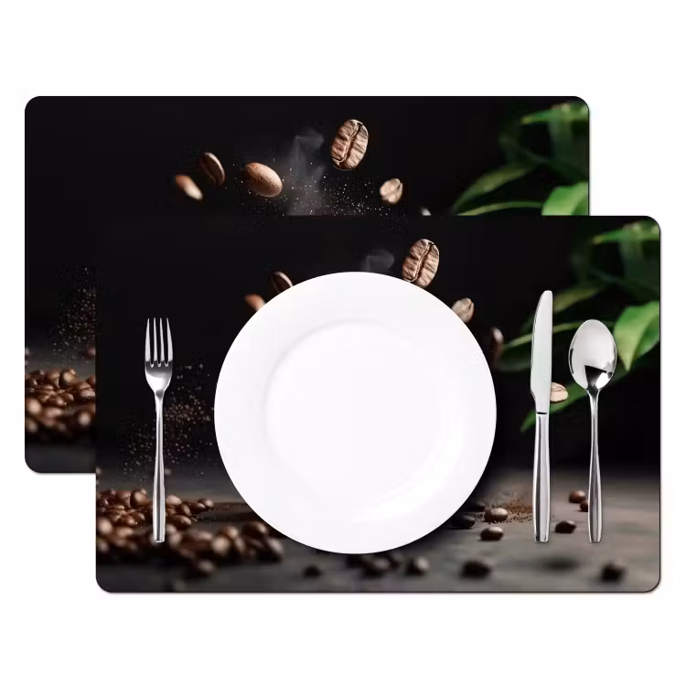 Placemat - 6 stuks - Cappuccino - Kop - Bonen - Bruin — 2