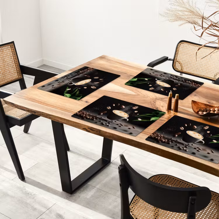 Placemat - 6 stuks - Cappuccino - Kop - Bonen - Bruin — 5