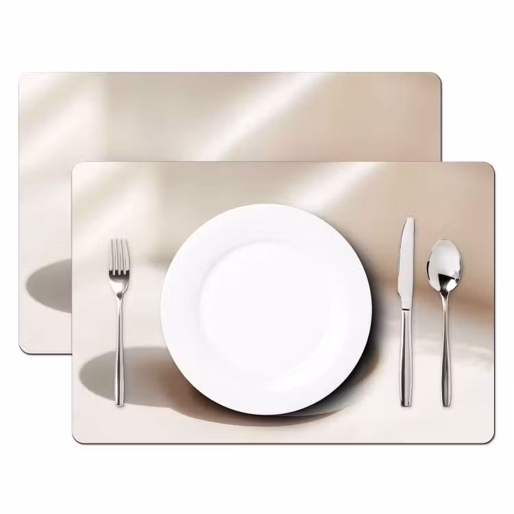 Placemat - 6 stuks - Cappuccino - Schuim - Schotel - Beige — 2