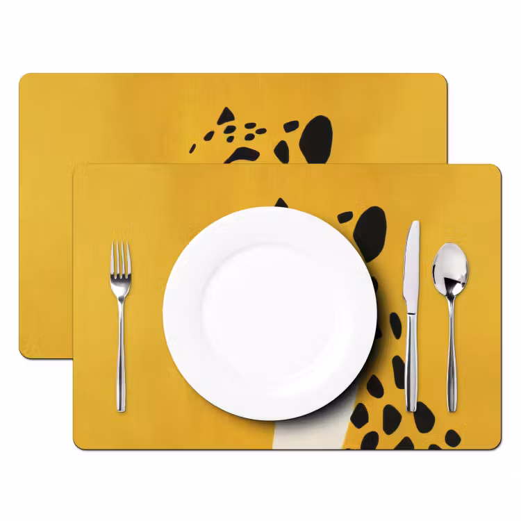 Placemat - 6 stuks - Cheetah - Illustratie - Geel — 2