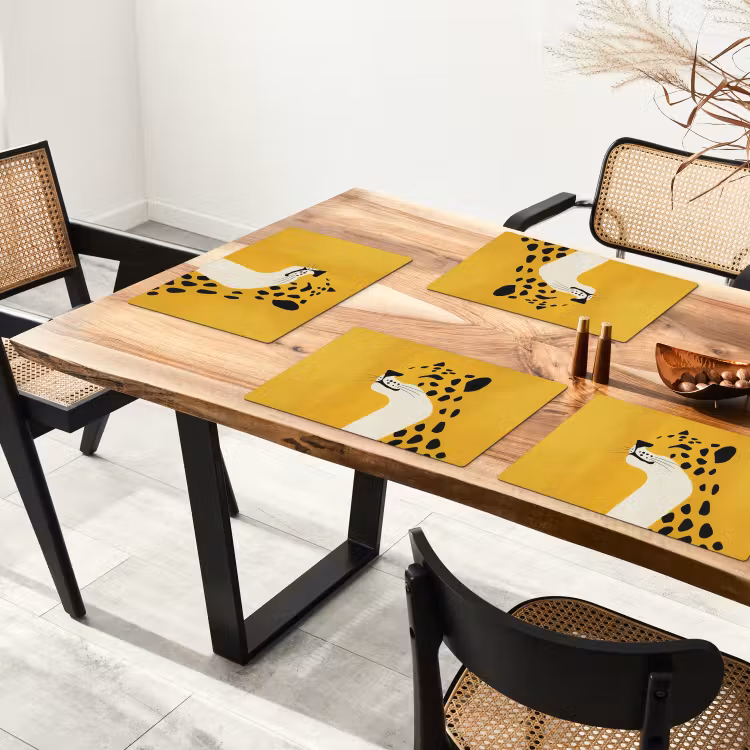 Placemat - 6 stuks - Cheetah - Illustratie - Geel — 5