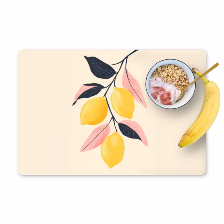 Placemat - 6 stuks - Citroenen - Felgeel - Tak - Bladeren — 1
