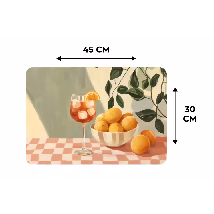 Placemat - 6 stuks - Citroenen - Glas - Tafelkleed - Geblokt — 3